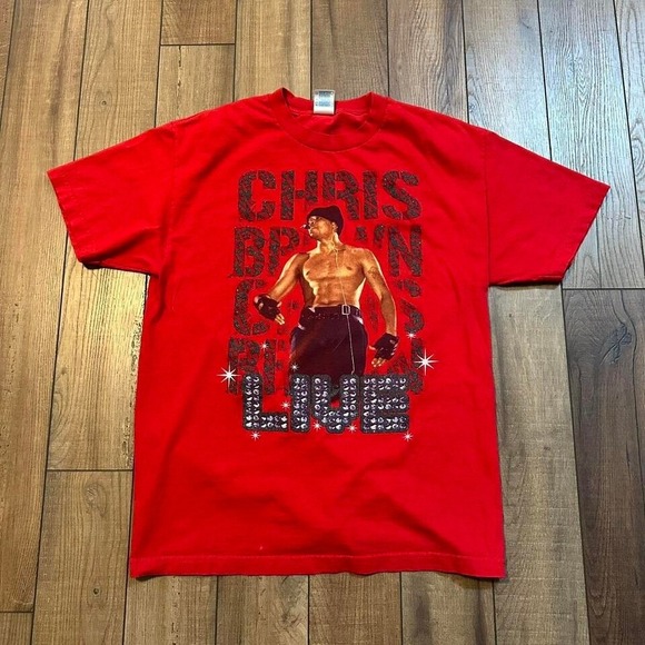 Vintage 2000s Chris‎ brown red graphic tee size large - Picture 1 of 6
